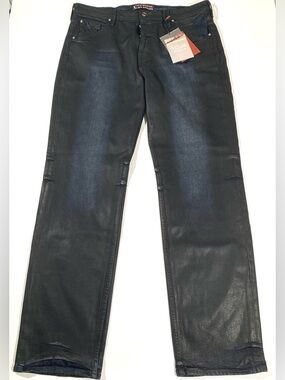 VAYDER Black Waxed Straight Wooderson Stretch USA Men Jean (Tag34) Fit 36x33